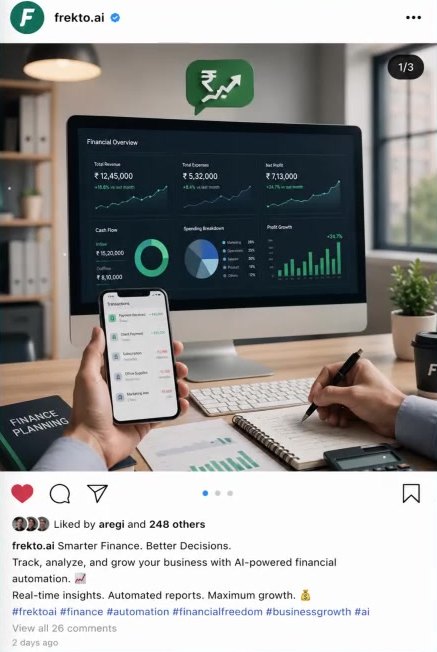 A financial dashboard post generated by Frekto